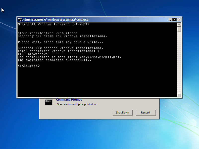 Bootrec Windows Installations 0